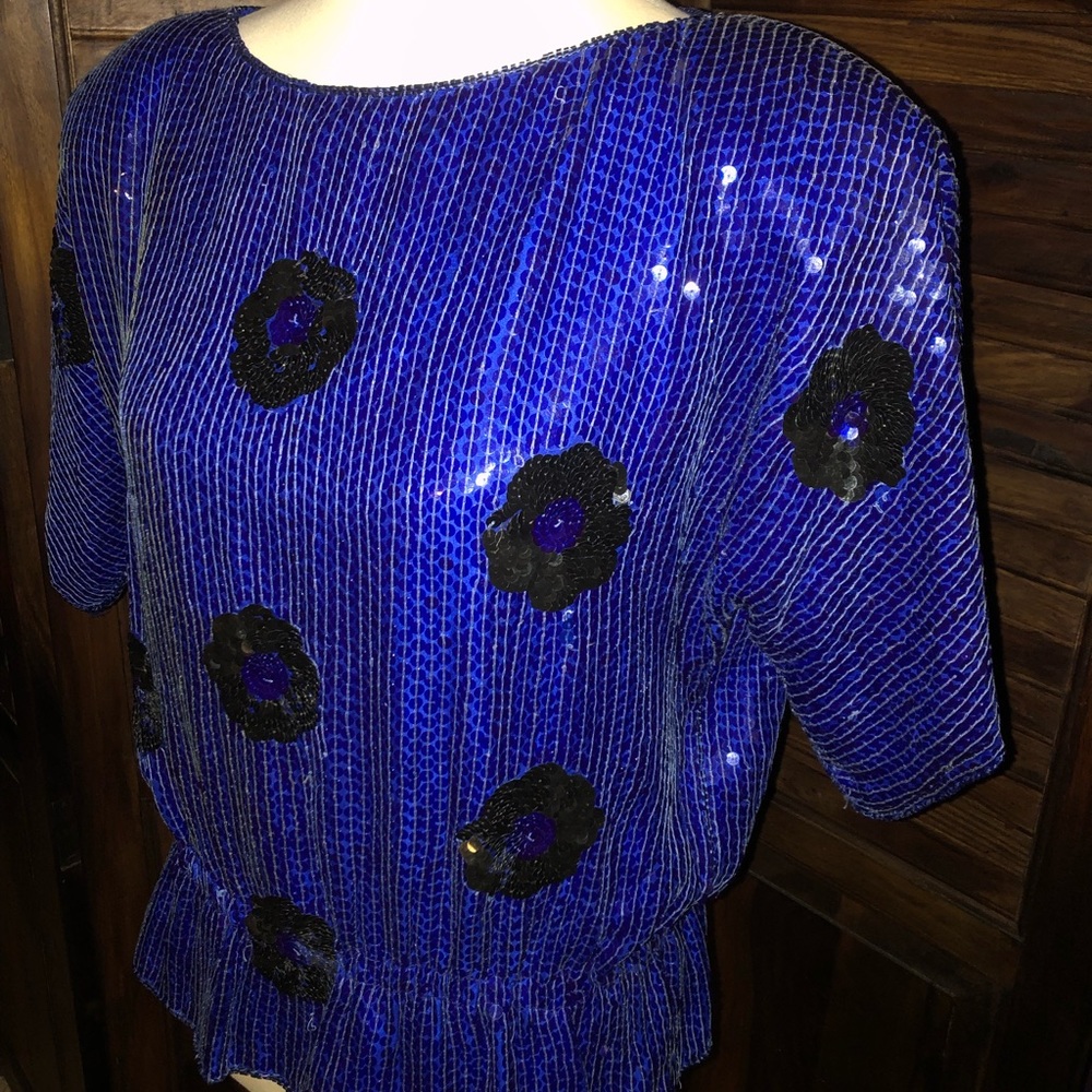 JLB Holiday Sequin Silk Top